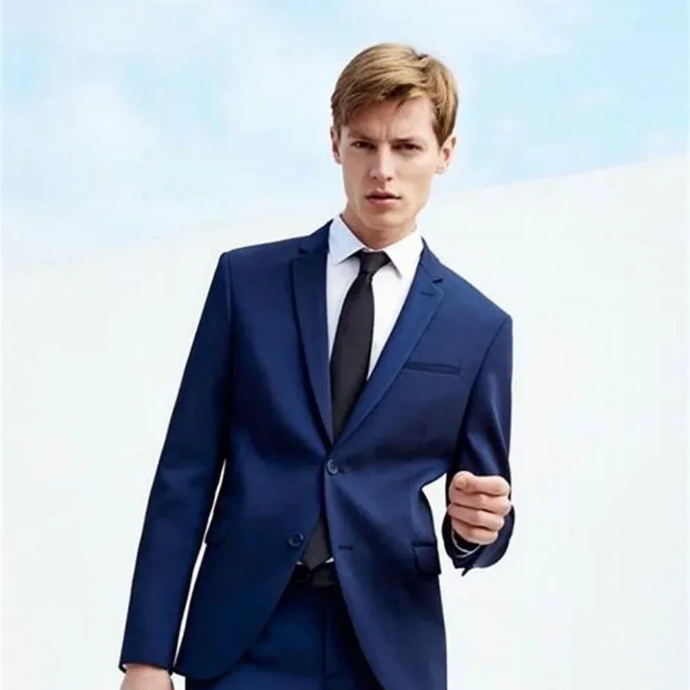 

Navy blue Men's Suit 2 Piece Suit Casual Jacket Pants Formal Wedding Tuxedo Groom Clothes Custom Color Blazer XS-6XL