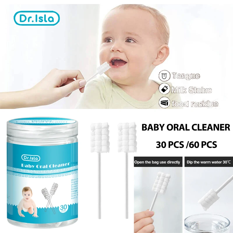 30/60Pcs/Box Baby Tongue Cleaner Disposable Gauze Toothbrush Paper Rod Infant Oral Cleaning Brush Stick For Newborn Oral Cleaner