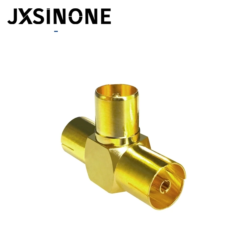 JXSINONE 1PC ทีวีชายหญิง2 T-Type Gold Plated Connector RF Coax Coaxial Adapter