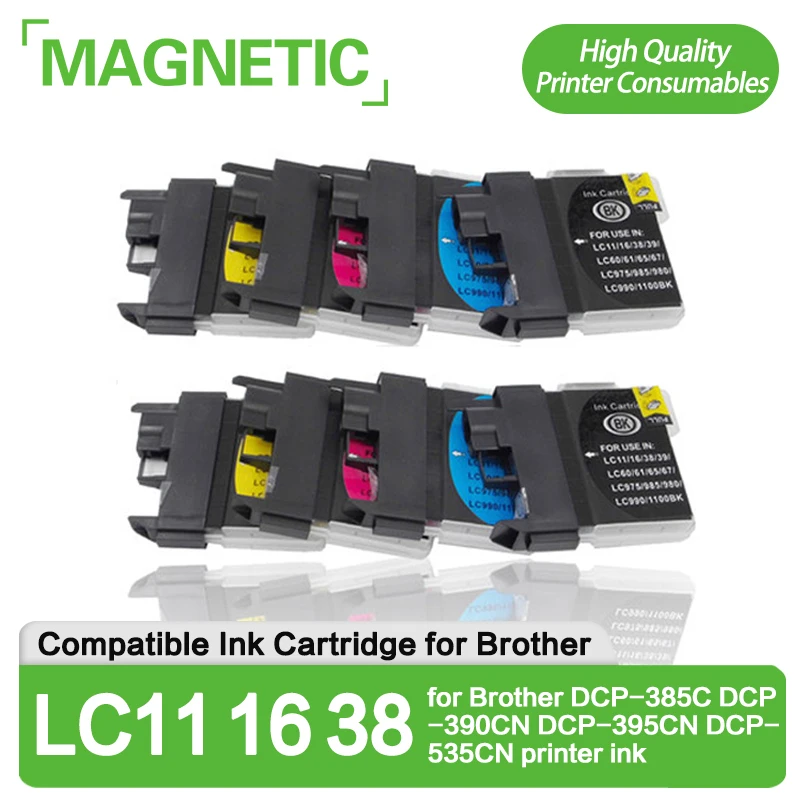 8PCS Ink Inkjet Cartridges LC11 16 38 LC 11 16 38 Ink Cartridge for Brother DCP-385C DCP-390CN DCP-395CN DCP-535CN printer ink