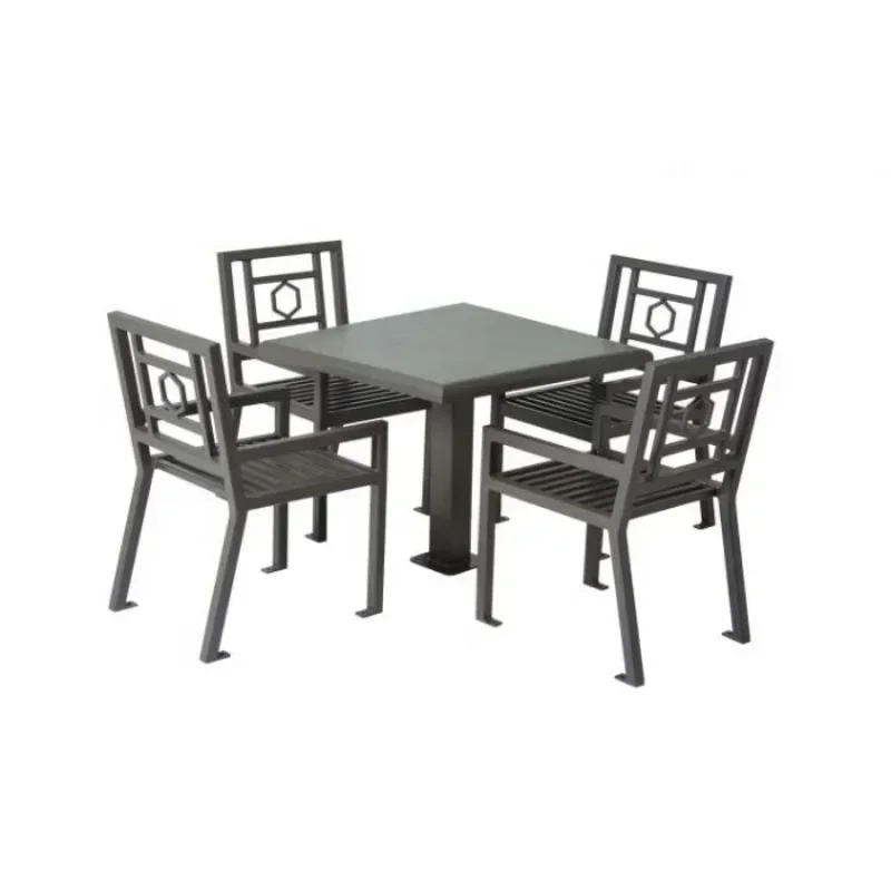 Outdoor metal furniture set courtyard waterproof outdoor dining table garden balcony cafe back table and chair combination