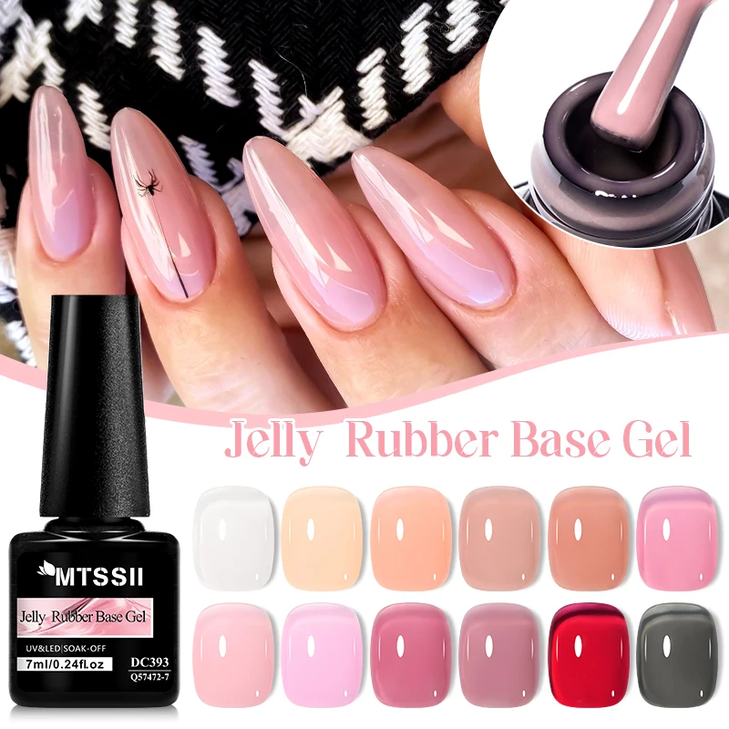 7ml Translucent Jelly Rubber Base Gel Semi Permanent Nude Nail Gel Polish UV Gel Construction Quick Building Nail Art Manicure