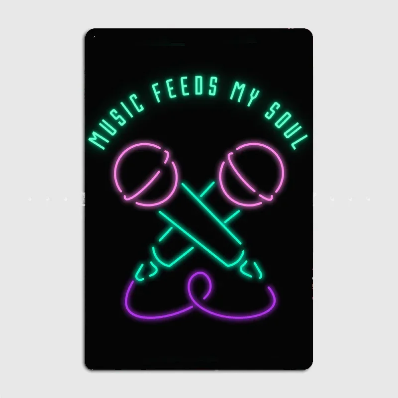 

MUSIC FEEDS MY SOUL Metal Tin Sign Truck Indoor and Outdoor Home Bar Coffee Kitchen Wall Decoration
