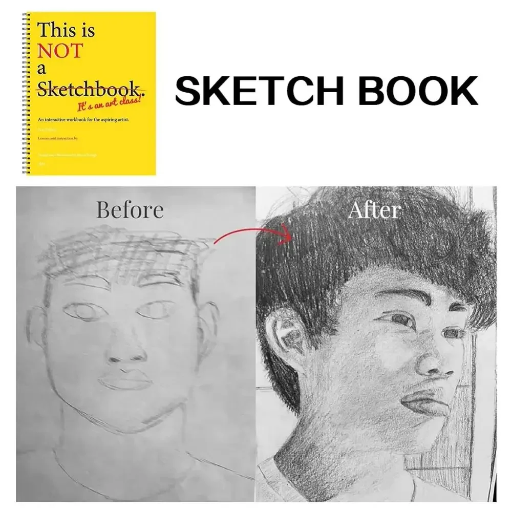 Professional This Is Not a Sketchbook Thick Paper Hardcover Art Class Drawing Book with Lined Blank Pages Interactive Workbook
