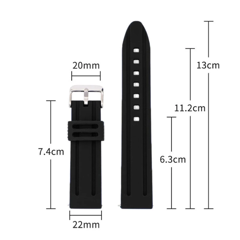 Watch Strap Sport Soft Diving Waterproof Silicone Watchband Brushed Clasp Bracelet 18 20 22 24 26mm Width Rubber Band
