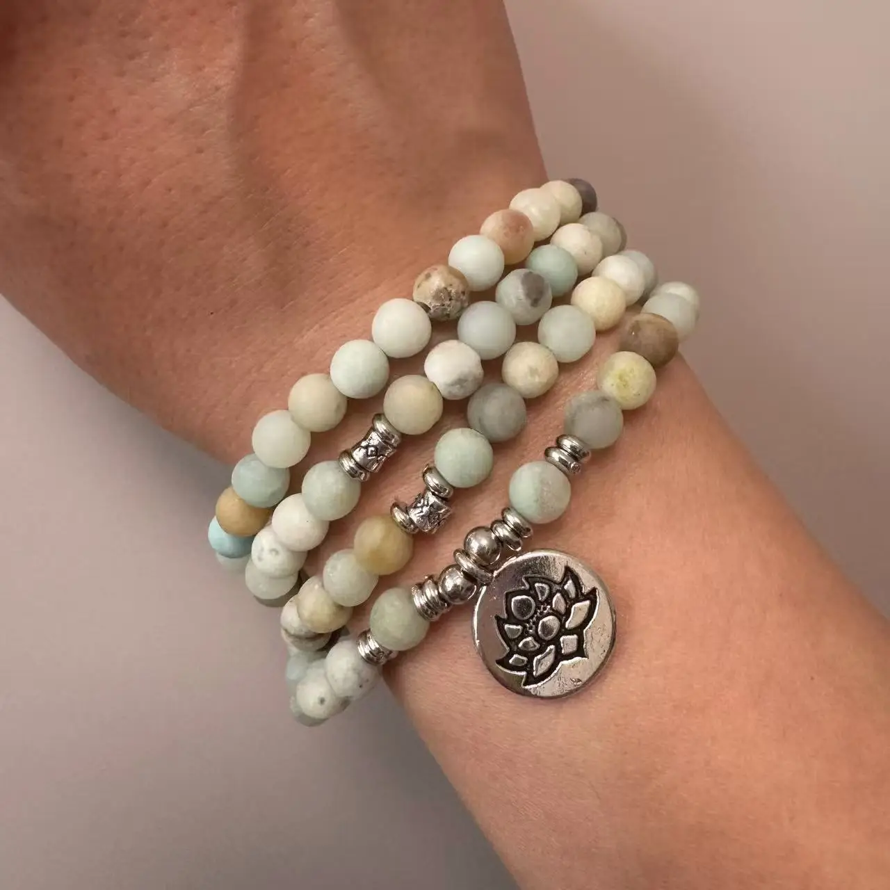 Amazonite Mala 108 beads, Mala Bracelet or Necklace Buddhist Rosary Prayer beads