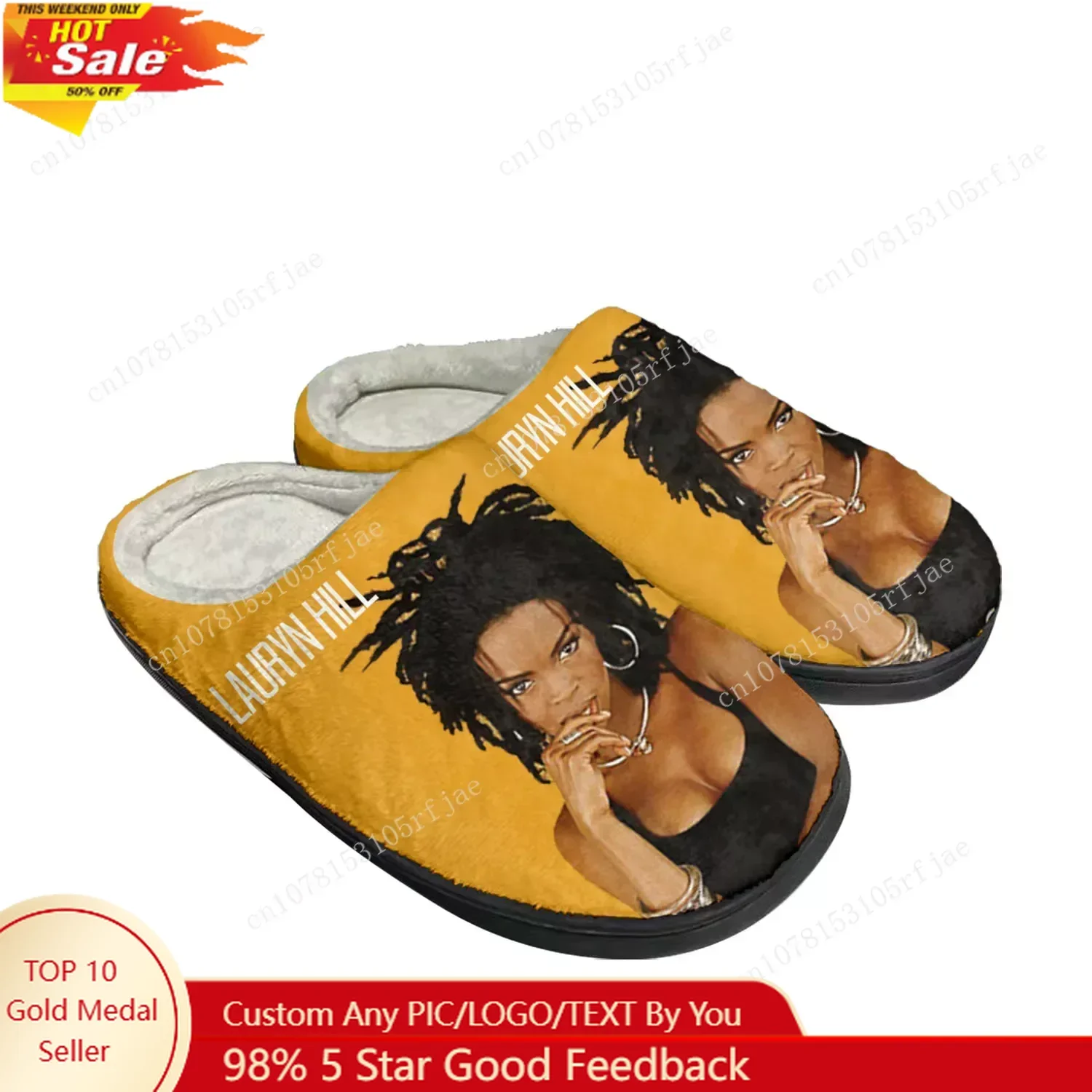 

Lauryn Hill Rapper Pop Home Cotton Custom Slippers Mens Womens Sandals Plush Bedroom Casual Keep Warm Shoe Thermal Slipper Black