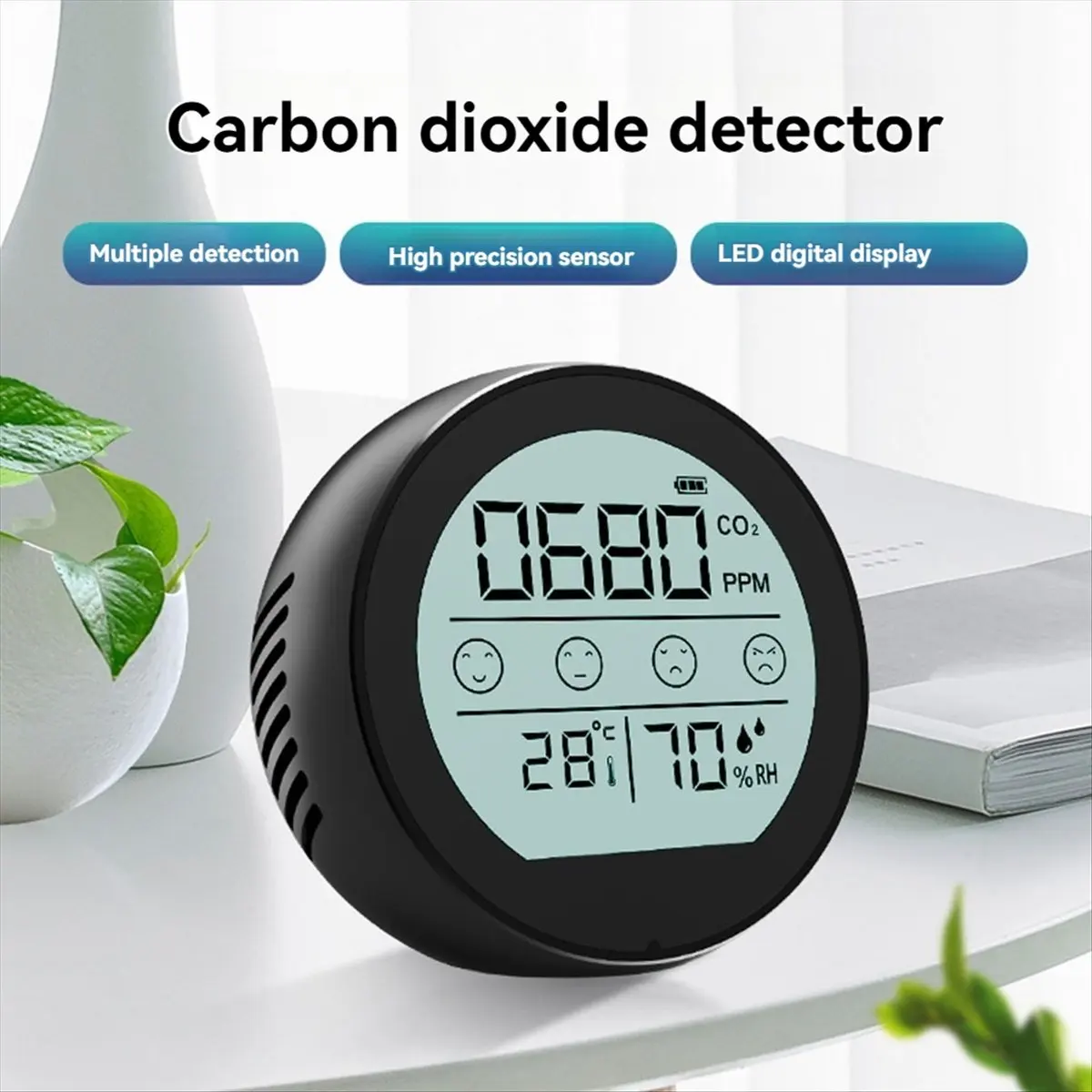 【~ New N07R】Air Quality Monitor CO2 Meter Carbon Dioxide Detector Temperature Humidity Detection for Home Car Silver