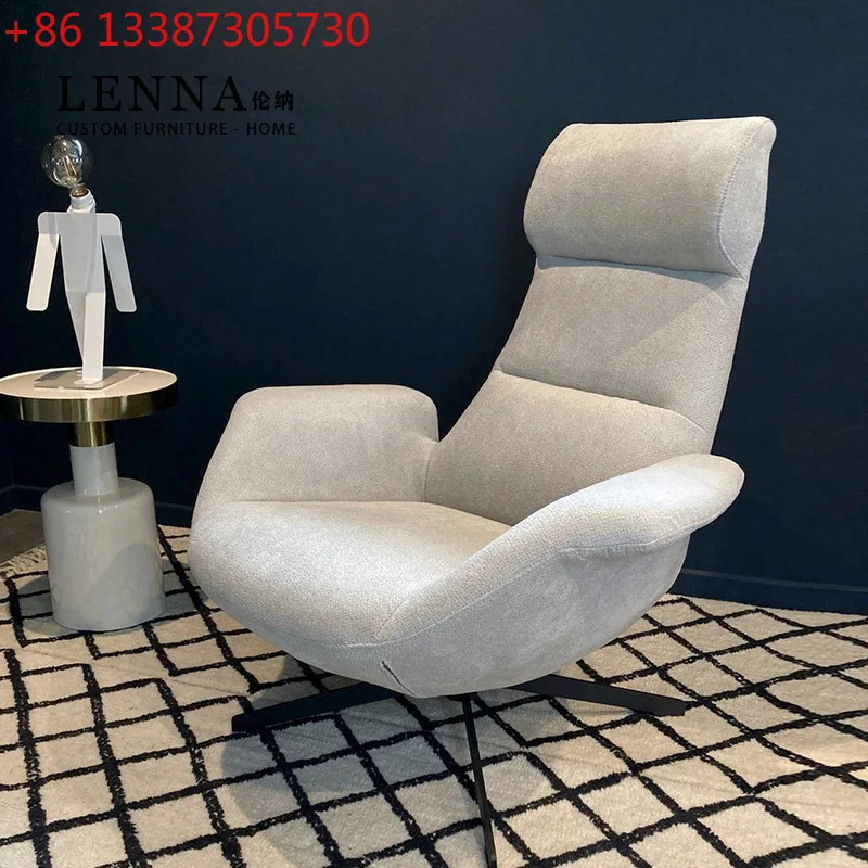 

Итальянское постмодернистское минималистичное кресло для отдыха из ткани с высокой спинкой, вращающееся, одноместное.