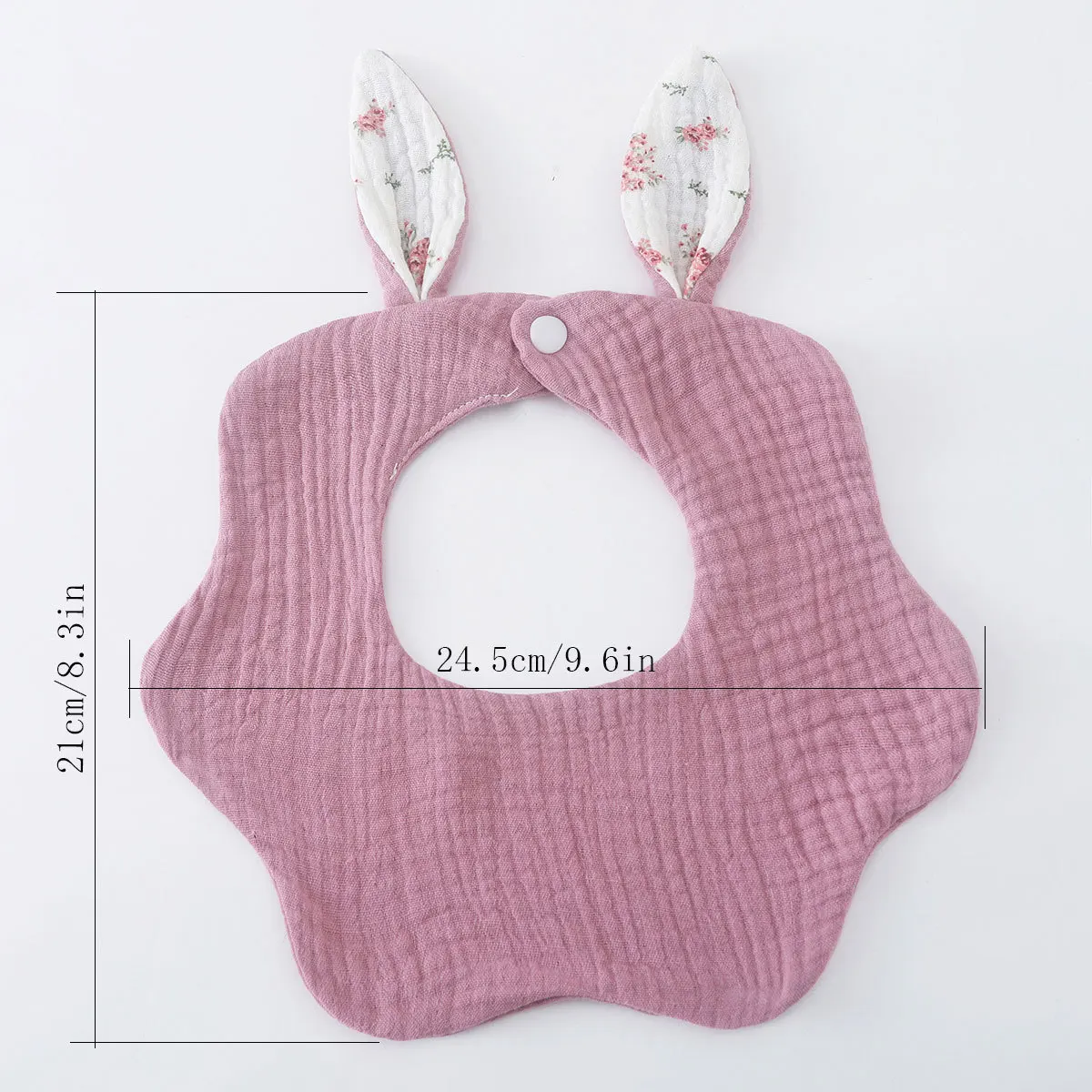 New Rabbit Ears Wave Edge Cotton Gauze Baby Bibs Solid Infant Bib Newborn Soft Burp Cloths for Boy Girl Feeding Saliva Towel