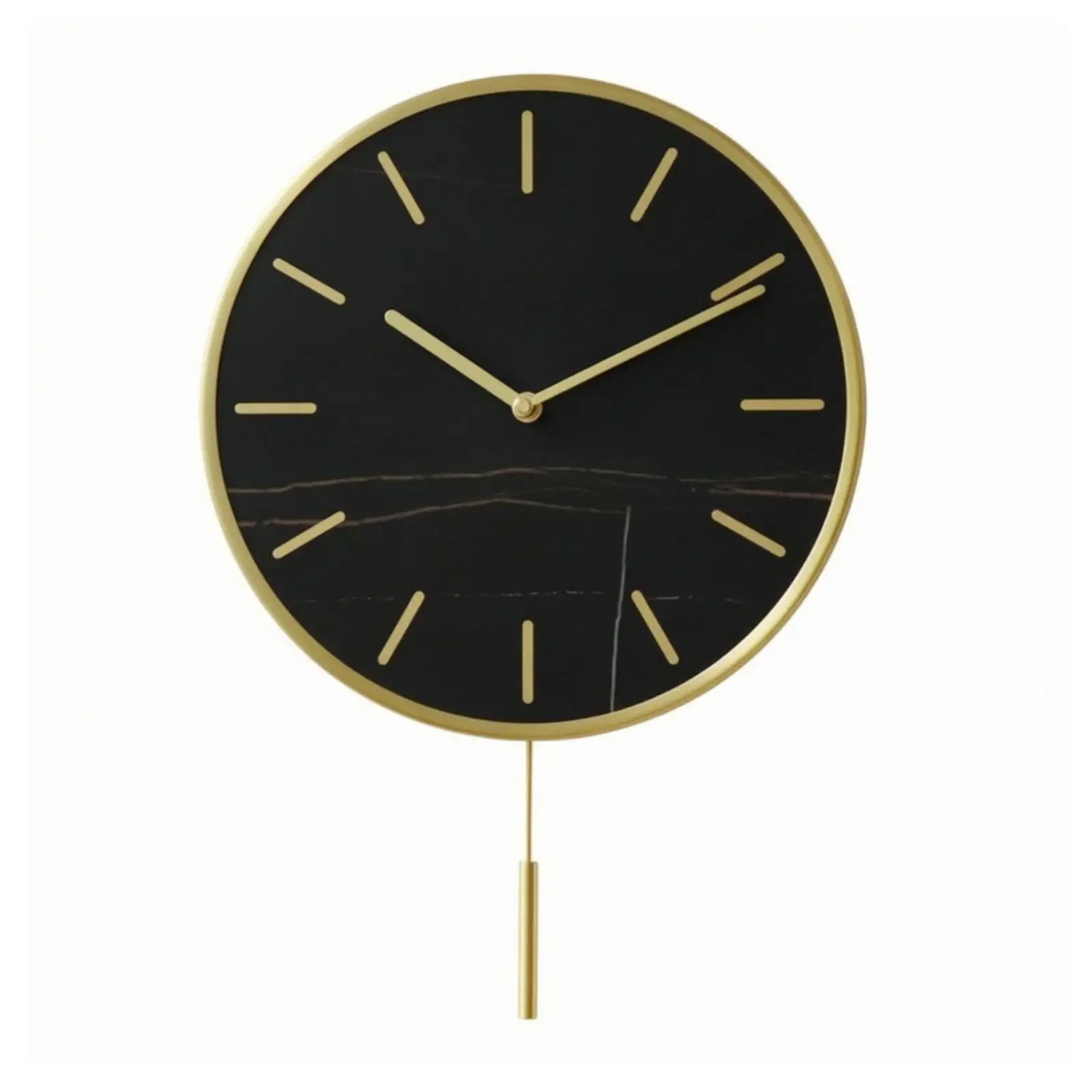 modern-wall-clock-with-pendulum-sleek-metal-frame-stone-face-wall-clock-for-living-room