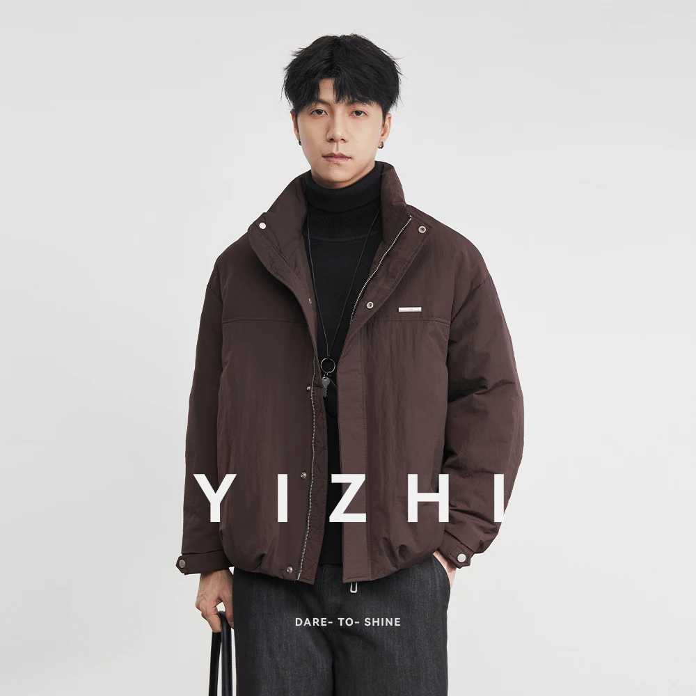 

Fashion Men's Casual Stand Collar Puffer Jacket 2025 Winter New Minimalist Detail Loose - Fit Design Warm Winter Daily Wear Top