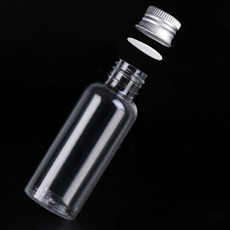 50Pcs 5/10/20/30/50/60/80/100/120ML Portable Mini PET Plastic Bottles W/ Aluminum Screw Lids Travel Cosmetic Water Containers