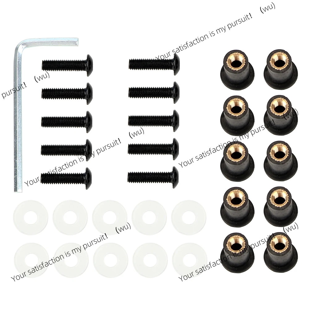 10Pcs/set Windscreen Nut Bolt Washer Screw M5 x 15mm Universal Motorbike Windshield Fasterner Kit Fairing Screen Fasterners