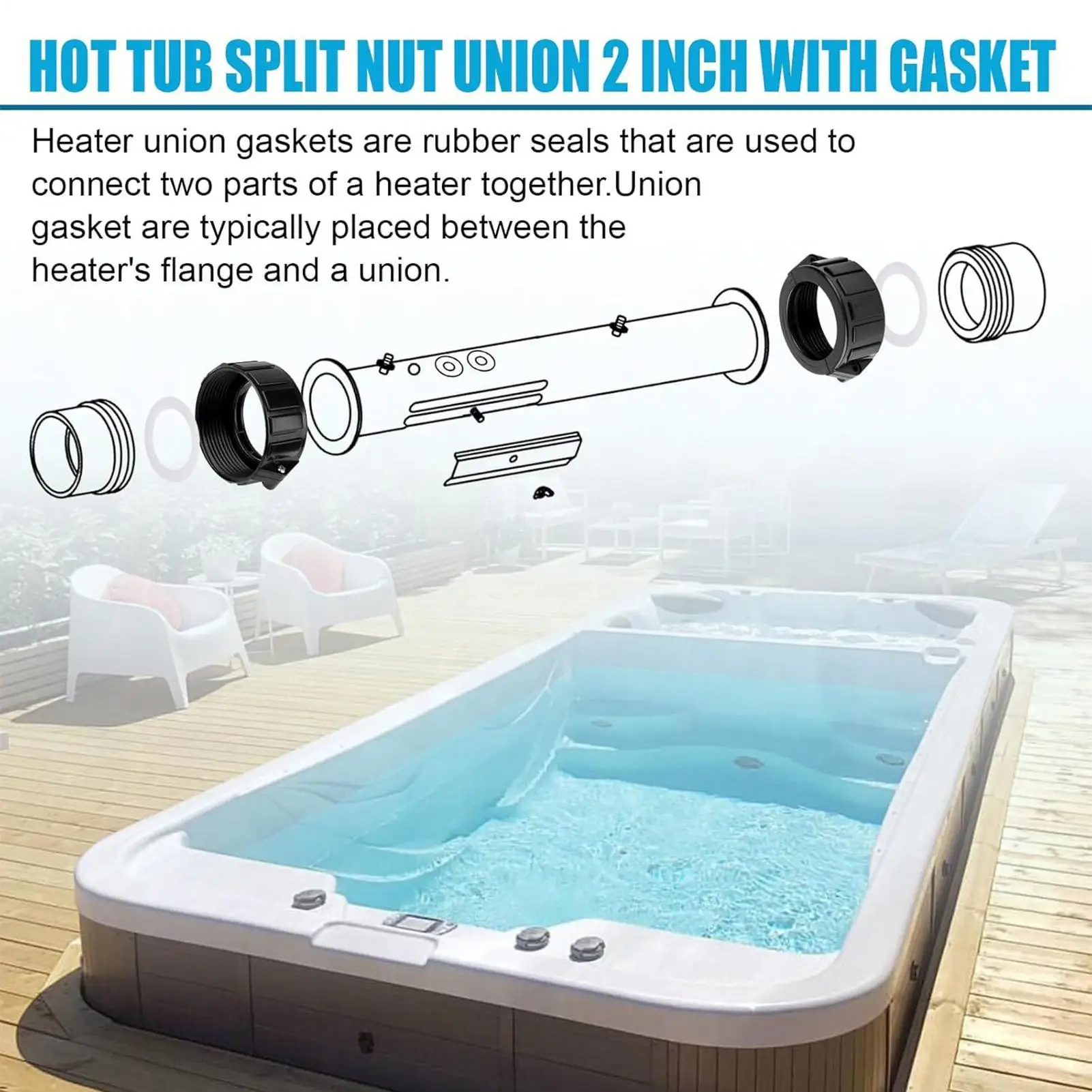 Hot Tub Heater Split Nut Union 2 Inch Hot Tub Plumbing Parts Leakproof Replacement Parts For Water Leak Repair Homeowners