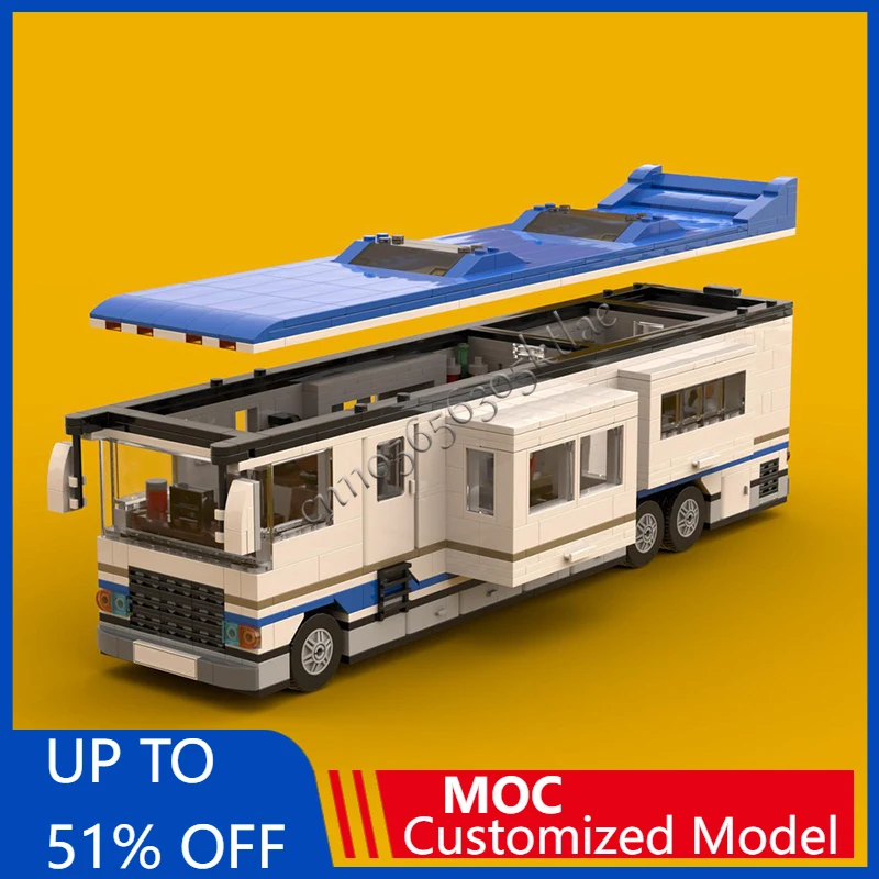 

1369 PCS MOC Luxury Motorhome with Slide Outs Minifig Scale Model Architecture Building Block Diy Kids Assembly Bricks Toys Gift