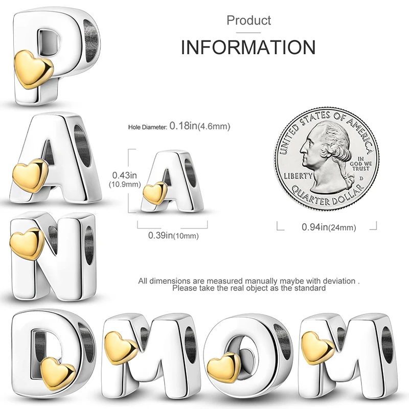 Breloques en argent sterling 925 avec 26 lettres pour bracelets et joncs originaux de 3 mm pour femmes, idéales pour la création de bijoux DIY et comme cadeaux