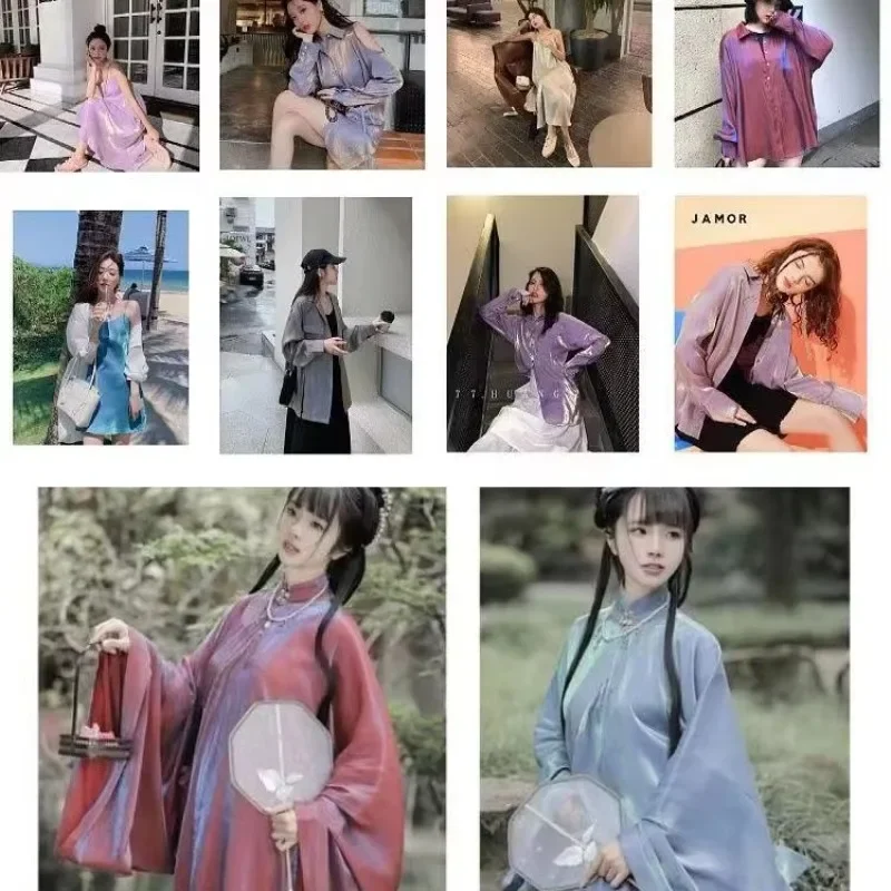 Farbverlaufsstoff für Hanfu, Hemd und Abendkleid, Hintergrundstoff, Glasseide, Satin, DIY-Designerstoff