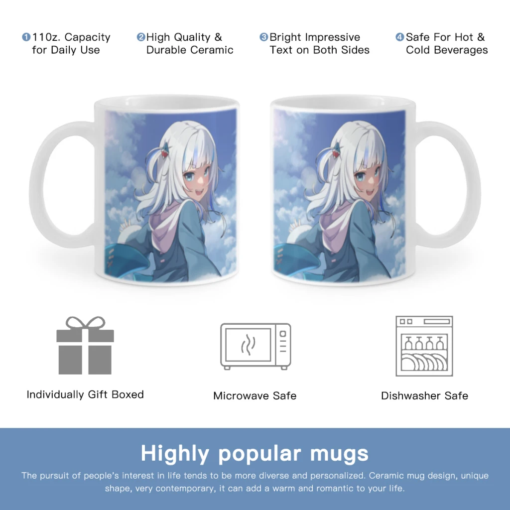 

Cartoon Kawaii Anime Hololive Free shipping Ceramic Mug Cute Coffee Tea Milk Stave Mugs And Cups with Handle Novelty Gifts