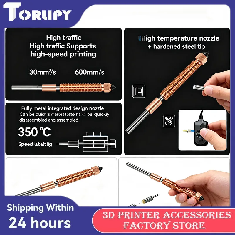 

3D Printer Replacement Nozzle for Creality K2 Hi Integrated Detachable High Temperature 350℃Hardened Steel Tip High Speed Nozzl
