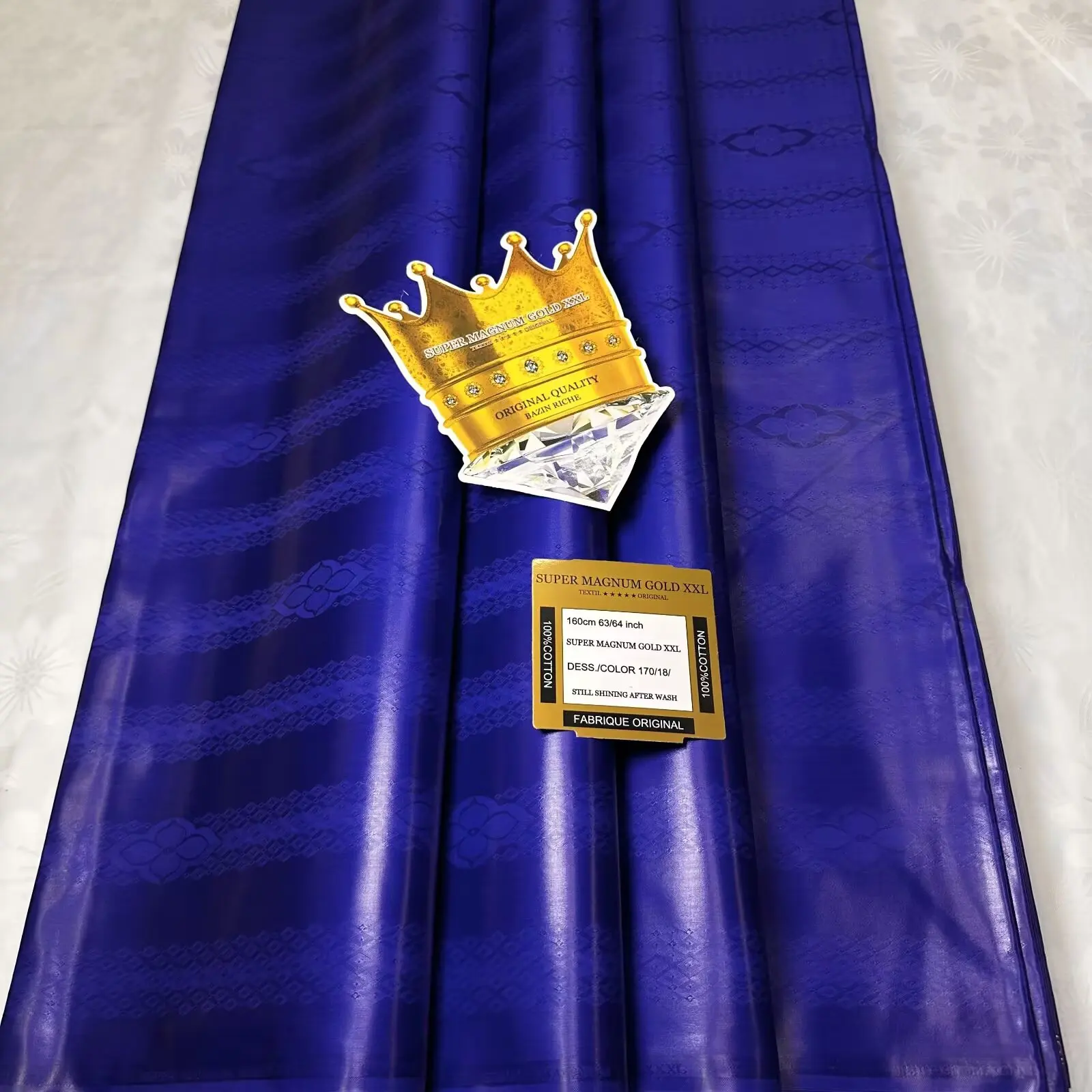 2025 การออกแบบล่าสุด 5 เมตรคุณภาพสูง Bazin Riche ผ้าผ้าแอฟริกัน 100% ผ้าฝ้าย Guinea Bazin Brode ผ้าสําหรับชุด