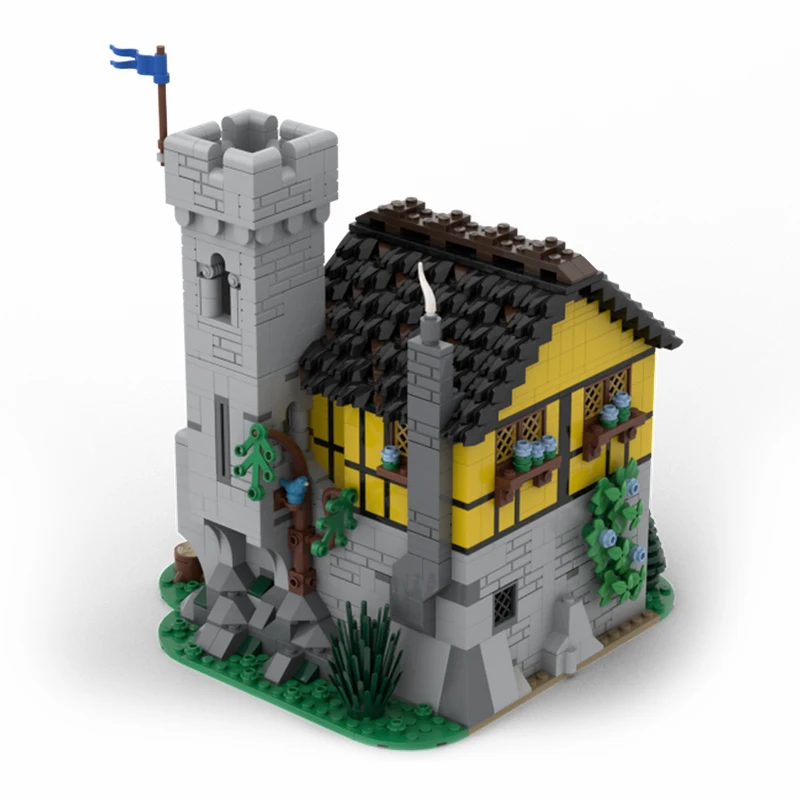 enchanting medieval half timbered castle bricks knights watchtower diorama blocks military house architecture building moc