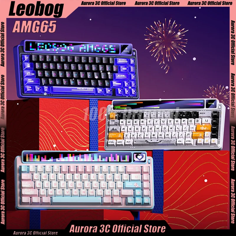 LEOBOG AMG65 Mechanical Keyboard Tri Mode Wireless Kyboards TFT LED Screen Custom RGB Hot Swap Gaming Keyboard PC Accessories