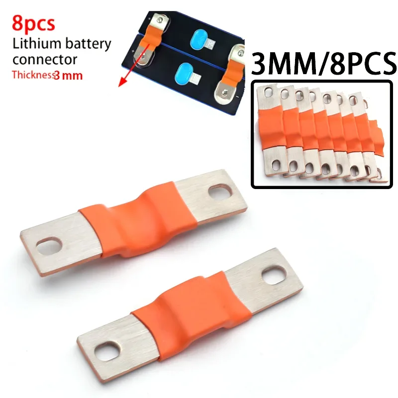 

8Pcs 3mm Thick Flexible Busbar M6 Posts Straps 74mm Hole Central Pitch Connector Clip Contact 280Ah Battery Cells коннекторы
