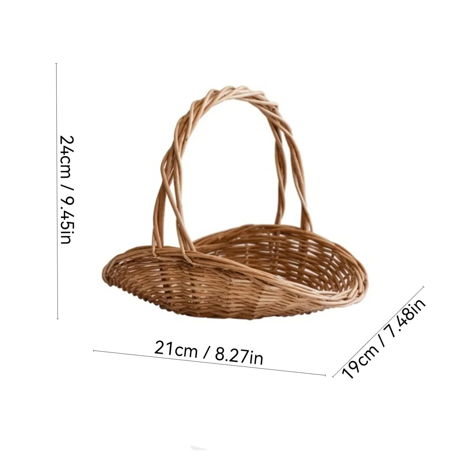 Cesta tejida de mimbre, cesta de almacenamiento de mimbre con asa, cesta de arreglo de flores resistente, contenedor de Picnic tejido a mano