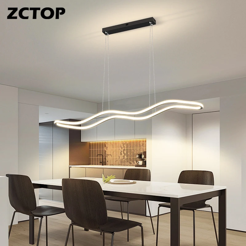 

LED Modern Long Pendant Light For Dining room Bedroom Kitchen Hotel Living Room Dimmable Hanging Lighting Indoor Pendant Lamps