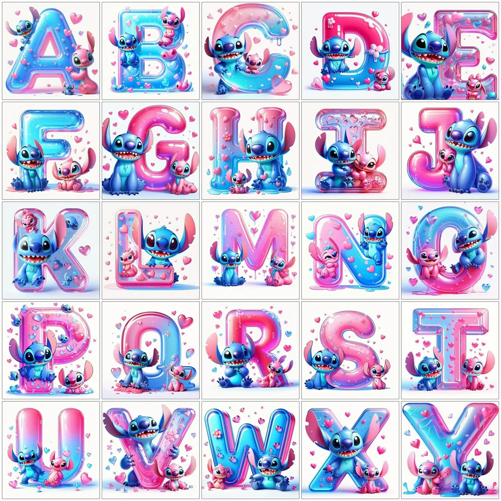 Disney 5D DIY Cartoon Diamond Embroidery Stitch Full Drill Painting Heart Alphabet Mosaic Angel 26 Letters Christmas Decor