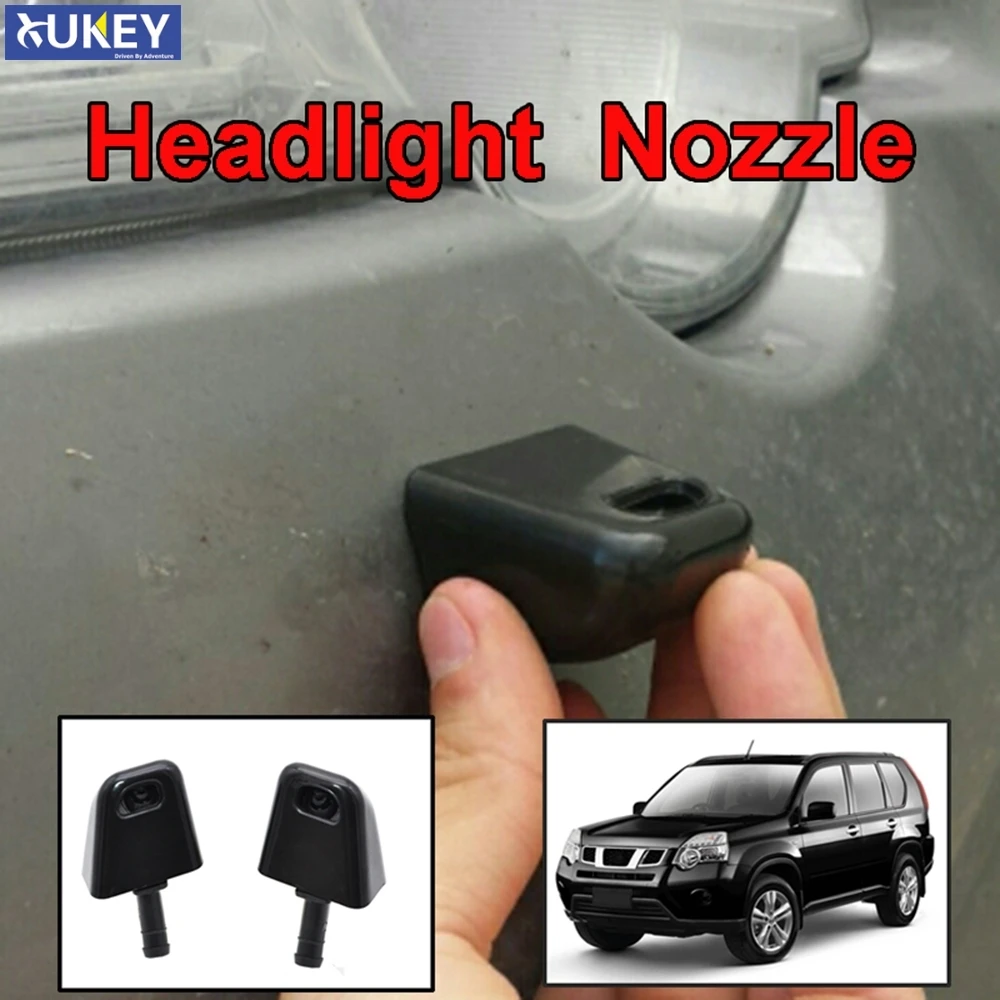 2Pcs Car Headlight Washer Jet Nozzle 28641-1DA0A 28642-1DA0A For Nissan X-Trail Xtrail 2 T31 2007 2008 2009 2010 2011 2012 2013