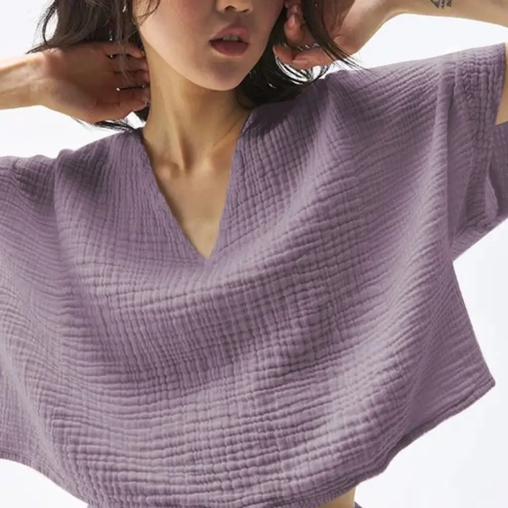 

Super Soft Short Sleeve Cotton V-neck T-shirt for Women Summer Casual Loose Top Thin All-match American Style