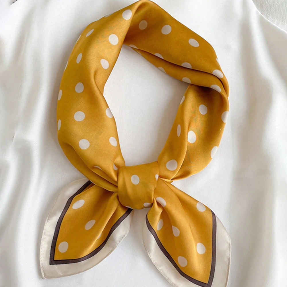 1 Stück Luxuriöses Elegantes Modisches 70 * 70cm Seiden-Bandana-Tuch mit Polka-Dot-Muster für Damen Geeignet für Tägliches Tragen und Als Geschenk – Detail 6