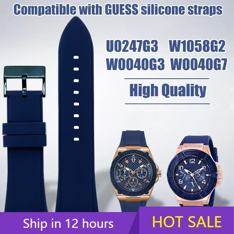 

For GUESS Watch Band W0247G3 W0040G3 W0040G7 Series 22mm Silicone Strap Sport Waterproof Rubber Wrist Bracelet