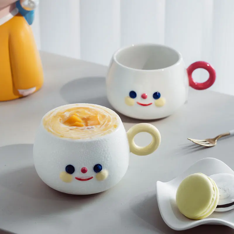 Creative Rainbow Smile Ceramic Cute Hand Painted Mugs Lovely Breakfast Milk Tea Coffee Cups Kitchen Office Tableware Drinkware