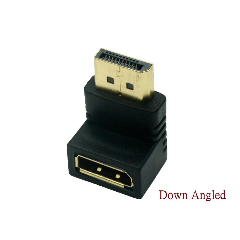 UP Down Displayport Adapter Left Right Angled DP Adapter 4k/60Hz 2K/144Hz Pass Through 90 Degree Angle Displayport 1.2 Converter