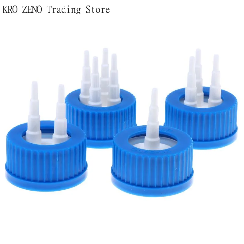 GL45 Blue Safety Lid Feeding Bottle Caps 1 2 3 4 Mouth Reactor Feeding Bottle Adapter Cap Mobile Phase Anaerobic Bottle Lids