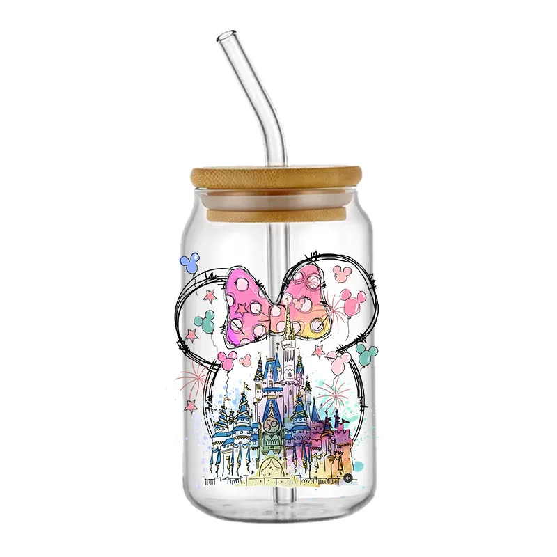 Imagem -06 - Disney-princess uv Dtf Adesivo Orelha de Rato Castelo Princesa Decalque do Envoltório Etiqueta de Transferência Etiqueta Auto-adesiva Logotipo Faça Você Mesmo 16oz 20oz 10oz