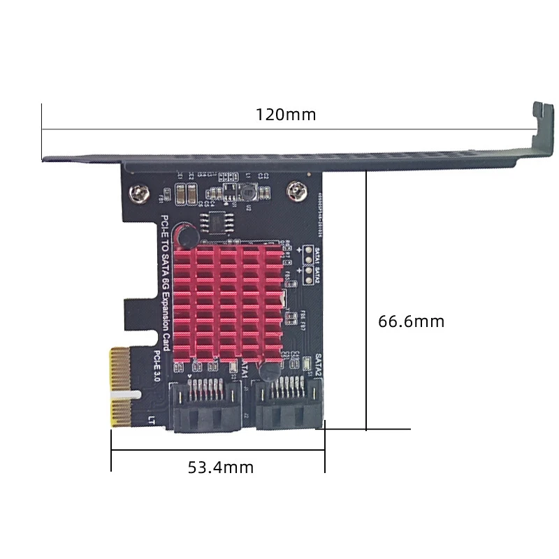 PCIe to 2 Ports SATA 3 III 3.0 6Gbps SSD Adapter PCI-e PCI Express x1 Controller Board Expansion Card Support x4 x6 x8 x16 Riser