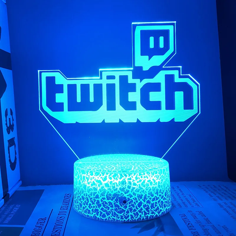 Twitch Logo Night Light Customize Name Acrylic Stands Led Lamp For Bedroom Room Decor Birthday Gift