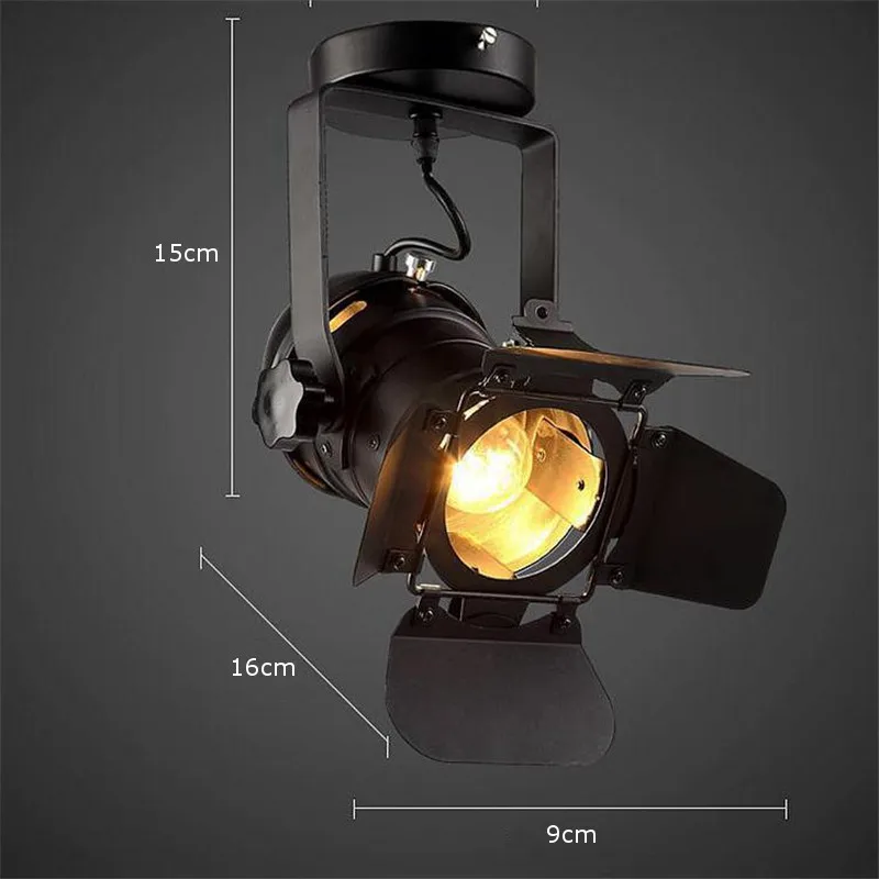 Retro Industrial LED Spotlight, E27 Bulb, Indoor LED Ceiling Lamp, Clothing Store Cafe Bar, Art Exhibition Studio, 220V