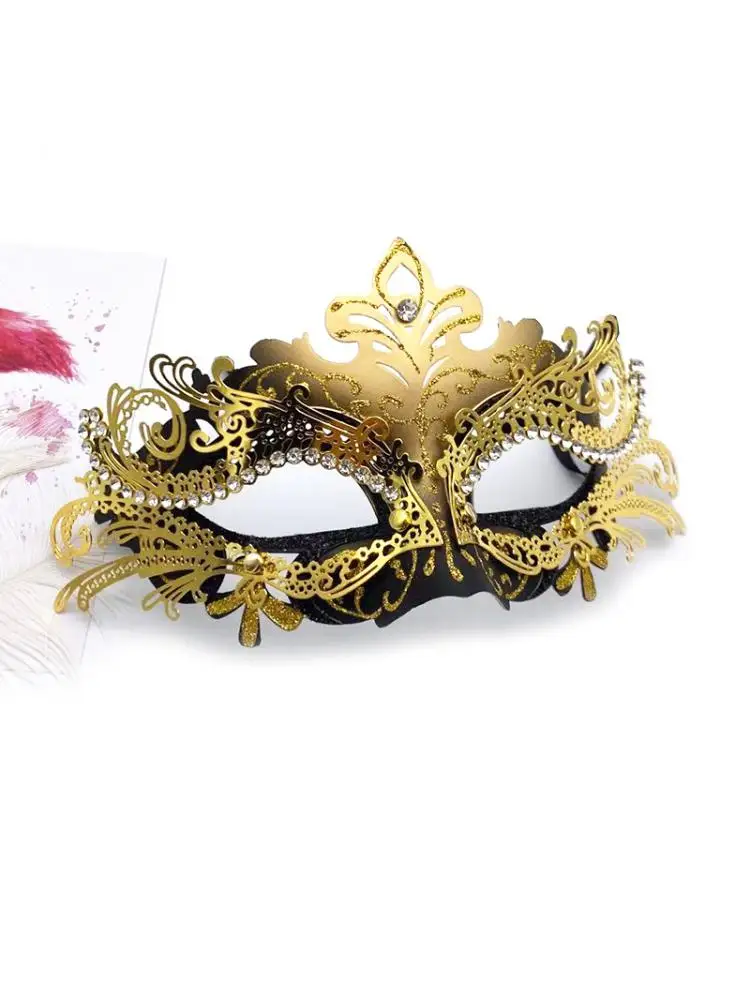 5 Pieces Handmade New Design Metal Mask Halloween Makeup Ball Half Face Princess Environmental Protection Crystal Inlaid Iron