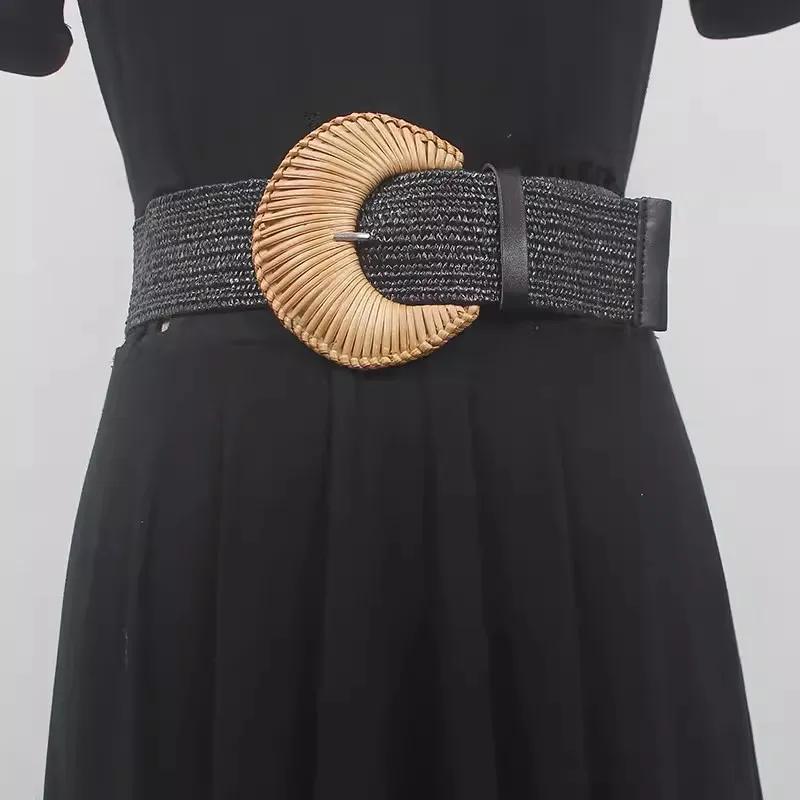 Women's Runway Fashion Elastic Knitted Cummerbunds Female Dress Corsets Waistband Belts Decoration Wide Belt R929