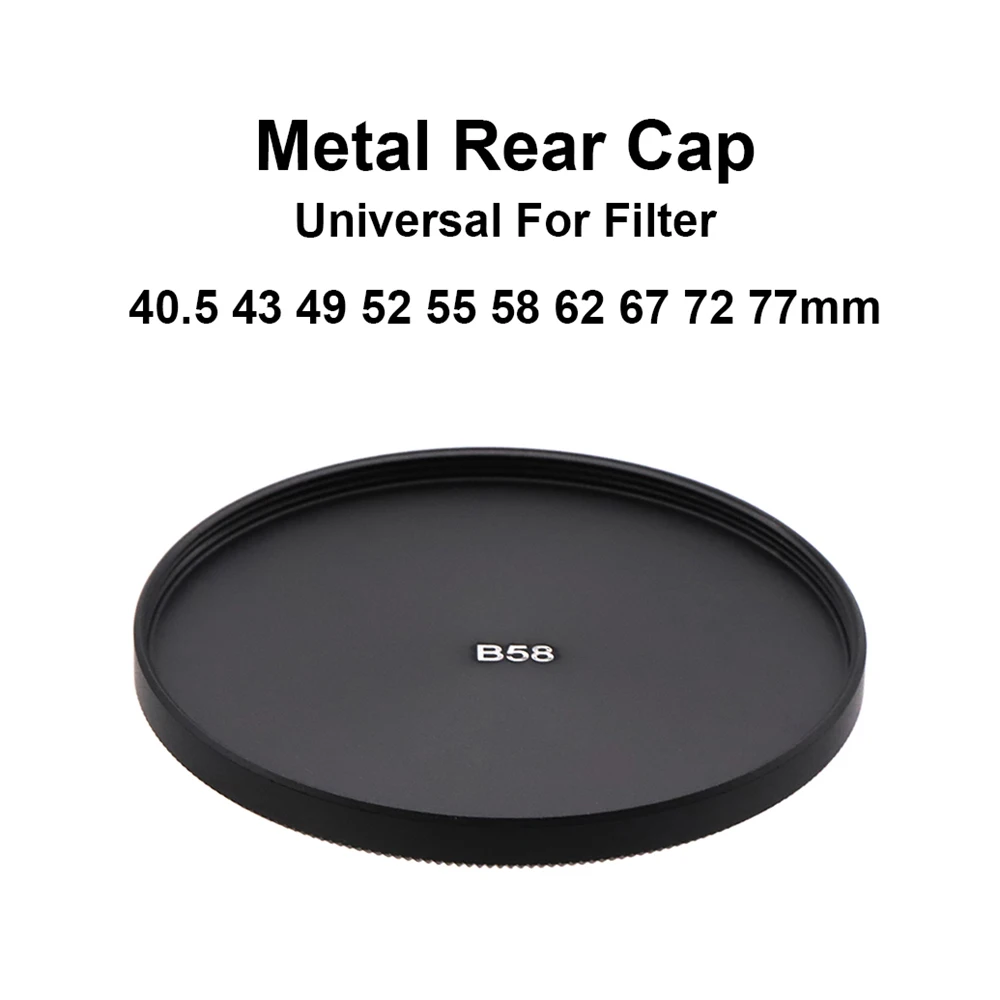 Metal Lens Filter Rear Cap Cover Lid Aluminum Alloy Screw-in Universal 40.5mm 43mm 49mm 52mm 55mm 58mm 62mm 67mm 72mm 77mm