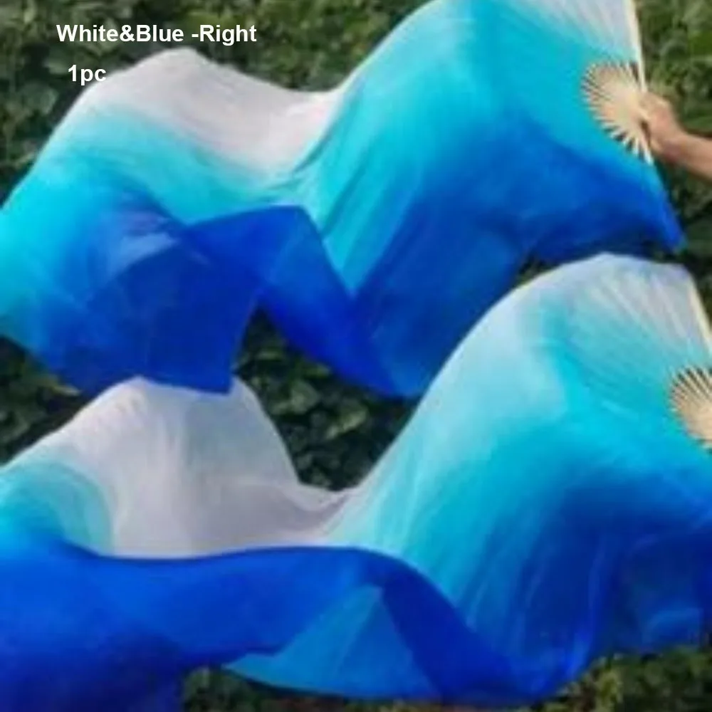

50 см веер для танца живота, градиент цвета, правая/левая рука, длинный имитация веера, разноцветные аксессуары для танцев, веера из искусственного шелка