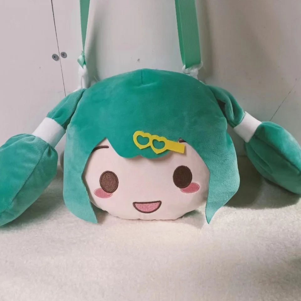 23X19CM New Anime Hatsune Miku Q version fufu Kawaii Figure Plush bag Model Doll Cute girl diagonal doll backpack Gifts