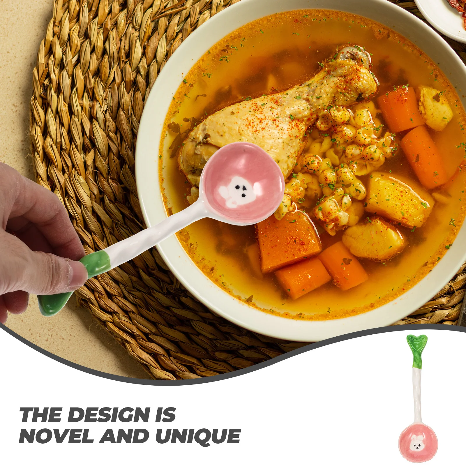 

4 Pcs Artistic Spoon Cute Spoons Porcelain Soup Bunny Designed Silverware Family Dining