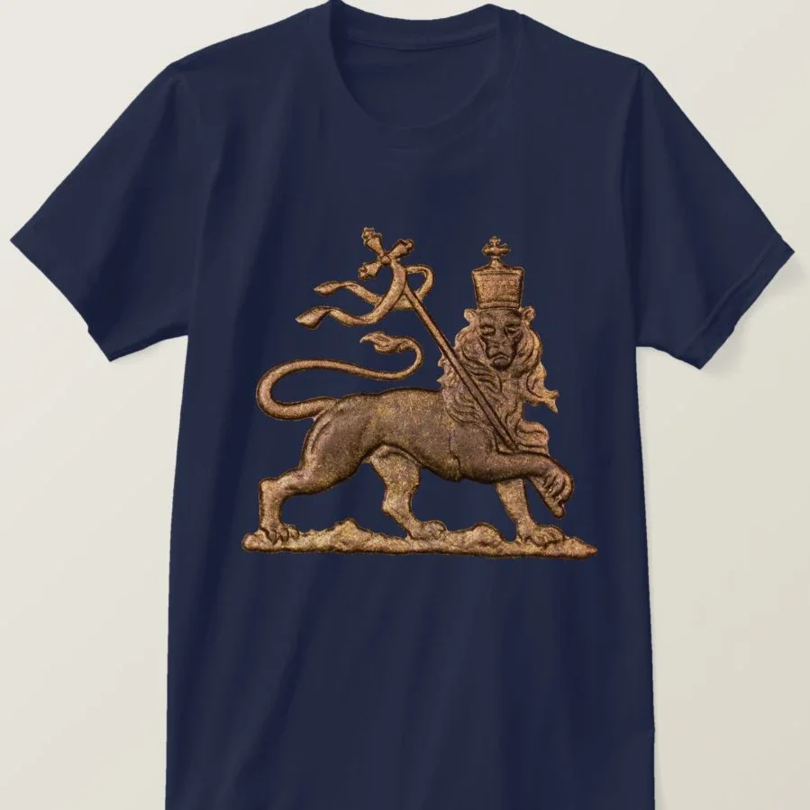 هايلا سيلاسي. تي شيرت رجالي مطبوع عليه أسد يهوذا. بأكمام قصيرة 100% قطن كاجوال فضفاض عالي الجودة 2025 جديد mo #5