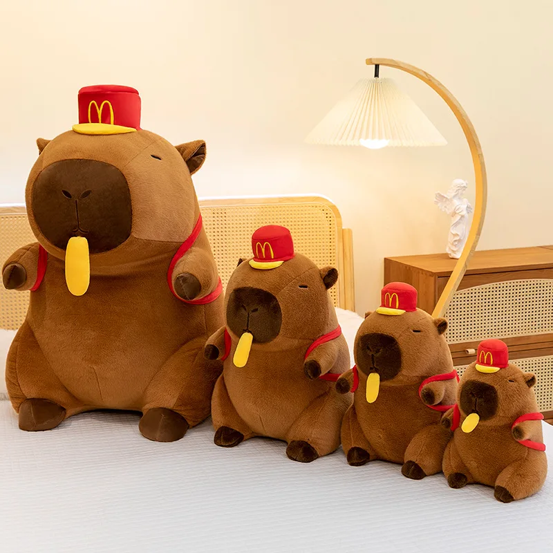 Kawaii – chapeau de frites Capybara, jouet en peluche, poupée en peluche, sac à dos, cadeau d'anniversaire pour enfants, Animal câlin mignon pour filles et tout-petits